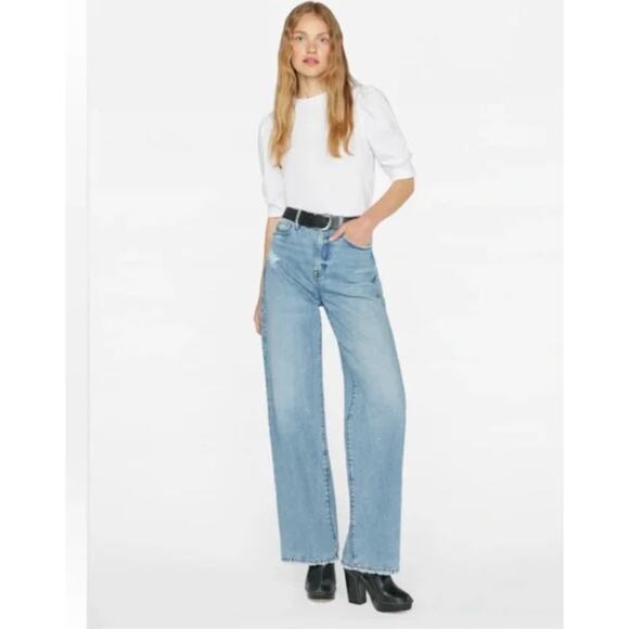 Frame Cotton Frankie White Puff Sleeve Tee  Size S - Picture 1 of 16